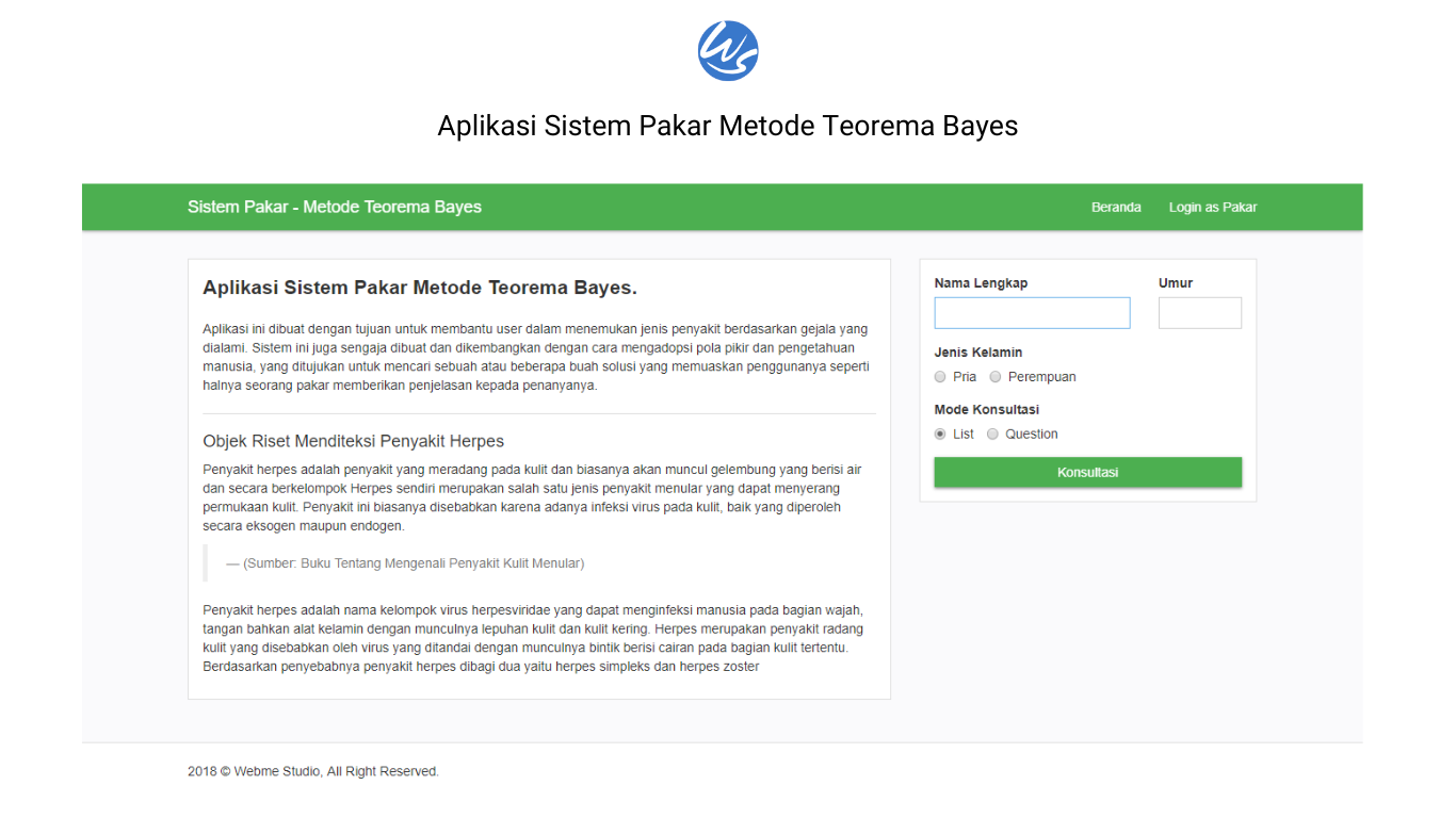 Sistem Pakar Metode Teorema Bayes